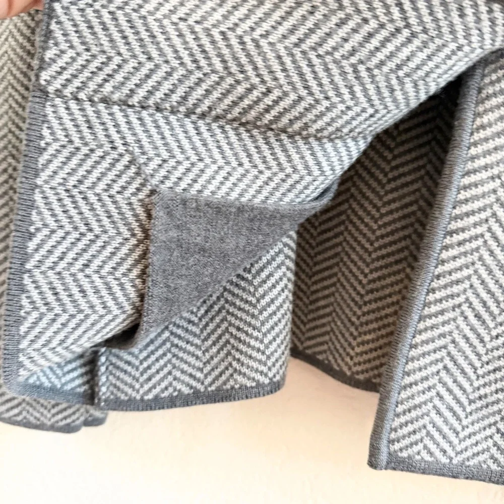 Talbots‎ Gray Herringbone Pure Merino Wool Sweater Blazer Jacket Womens Small S